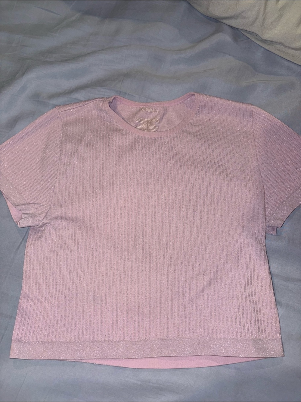 Pink sparkle knit crop top